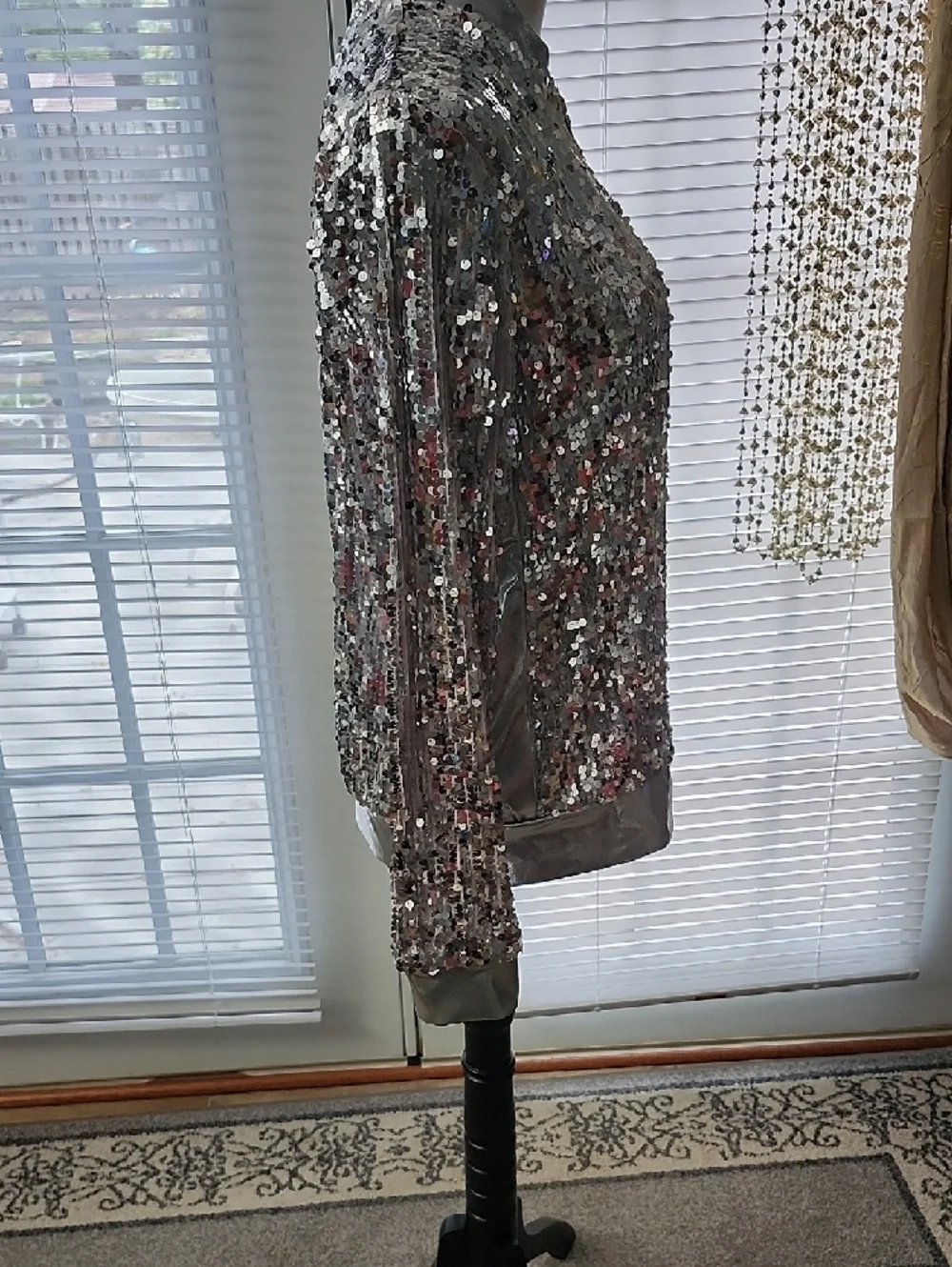 Weissman Silver Sequin Bomber Jacket - Picture 2 of 4